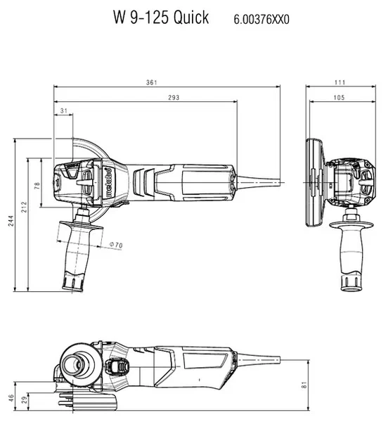 Угловая шлифмашина Metabo W 9-125, 600376010
