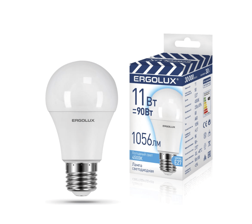 Лампа ERGOLUX LED-A60-11W-E27-4K 11Вт E27 4500K 220-240В