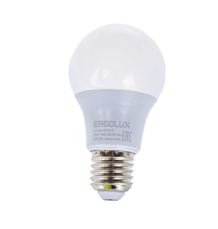 Лампа LED A60 (ЛОН) 15W E27 4500K Ergolux