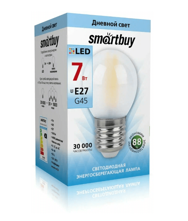 Лампа LED Шарик 7W E27 4000K Smartbuy