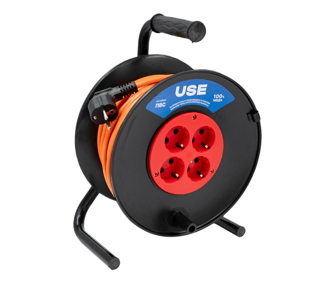 Удлинитель USE ПВС 4000 Вт 30м на катушке с заземлением USE303-035