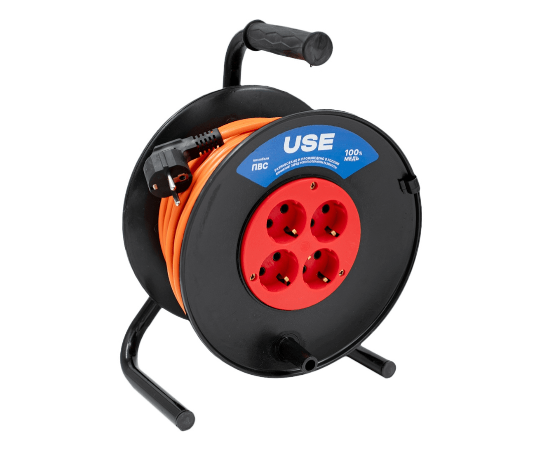 Удлинитель USE ПВС 3500 Вт 30м на катушке без заземления USE303-027