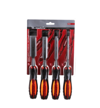 Набор долот-стамесок "Тигровый глаз" плоских, 4 штуки, 6-12-18-24 // Matrix 24432