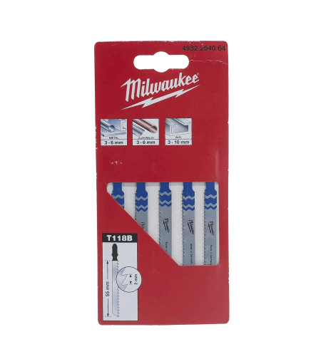 Пилочки Milwaukee для лобзика T118B 55мм 5 штук 4932254064