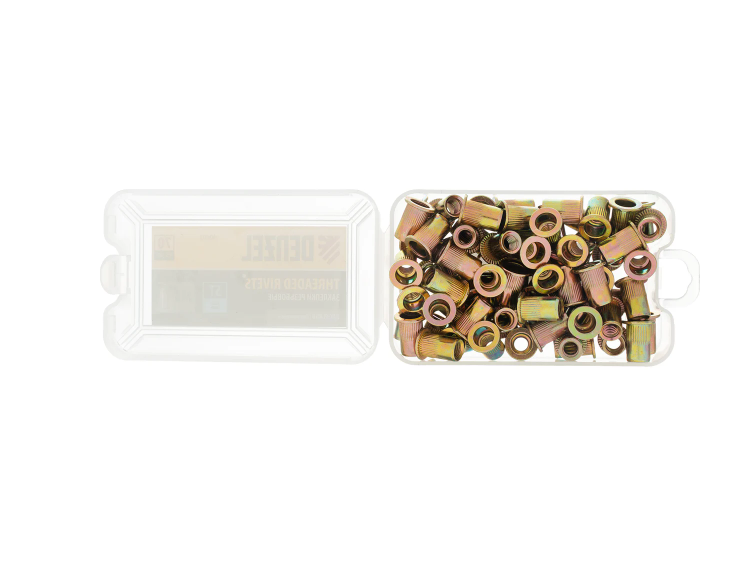 Заклепки резьбовые, стальные, оцинкованные, М6, пластиковый кейс, 70 шт.// Denzel 40603