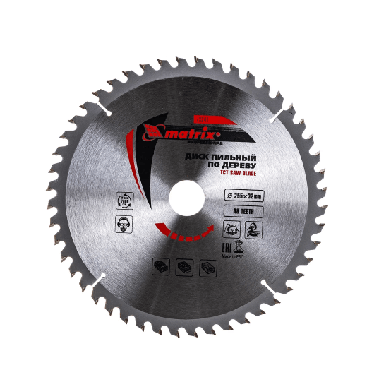 Пильный диск по дереву, 255 х 32 мм, 48 зубьев, кольцо 30/32 Matrix Professional 73241