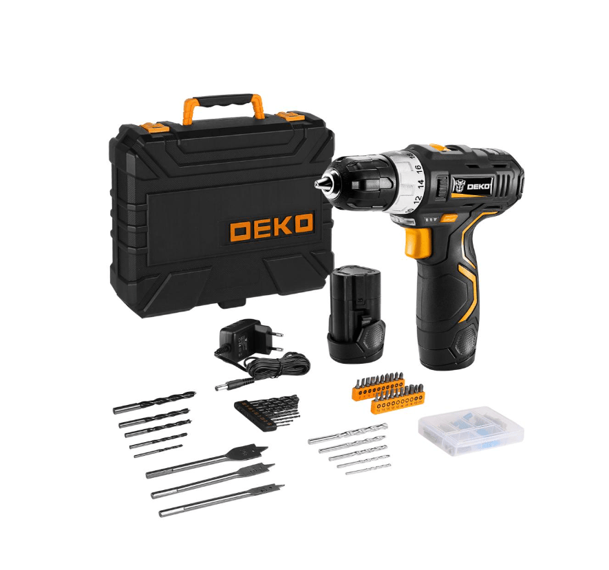 Дрель аккумуляторная DEKO GCD12DU3 SET5 Li-I в кейсе + набор инструментов 92 шт 063-4148