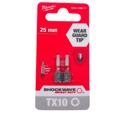 Бита Milwaukee SHOCKWAVE TX10 25мм 2шт 4932430871