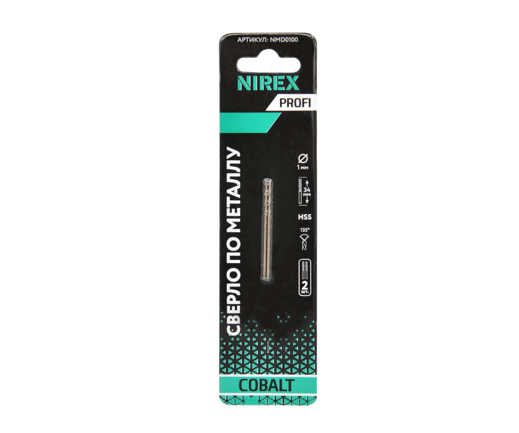Сверло NIREX Profi по металлу Cobalt 1*34 мм NMD0100 (2шт в упак)