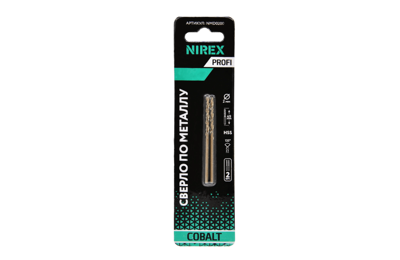 Сверло NIREX Profi по металлу Cobalt 2*49 мм NMD0200 (2шт в упак)